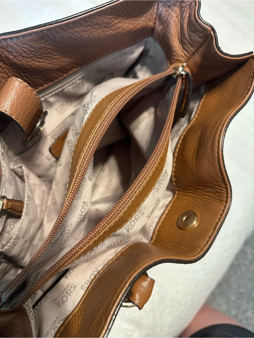 Michael Kors Cognac Brown Leather Satchel with Top Handles